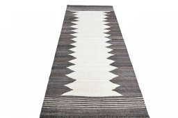 Close-up detail of New Modern Design rug from Iran / Persia showing Wool weave