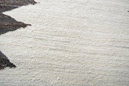 Backside of handmade New Modern Design rug showing knot structure and weave density