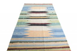 Close-up detail of New Modern Design rug from Iran / Persia showing Wool weave