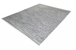 Corner detail of New Modern Design rug showing border pattern and Wool pile