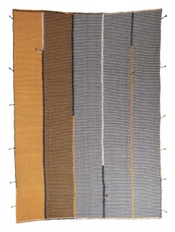 Full view of New Modern Design rug from Iran / Persia, 367 × 263 cm in Yellow tones