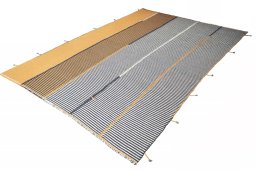 Corner detail of New Modern Design rug showing border pattern and Wool pile