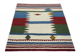 Close-up detail of New Modern Design rug from Iran / Persia showing Wool weave