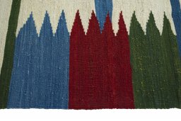 Close-up detail of New Modern Design rug from Iran / Persia showing Wool weave