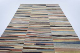 Close-up detail of New Modern Design rug from Iran / Persia showing Wool weave