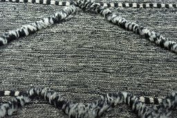Backside of handmade New Modern Design rug showing knot structure and weave density