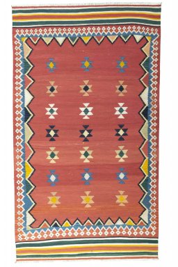 Full view of New Modern Design rug from Iran / Persia, 269 × 155 cm in Red tones