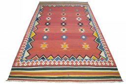 Close-up detail of New Modern Design rug from Iran / Persia showing Wool weave