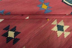 Full view of New Modern Design rug from Iran / Persia, 269 × 155 cm in Red tones