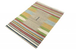 Corner detail of New Modern Design rug showing border pattern and Wool pile