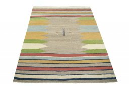 Close-up detail of New Modern Design rug from Iran / Persia showing Wool weave