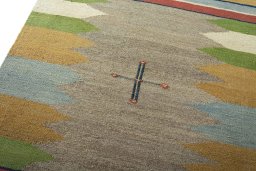 Surface texture of New Modern Design rug with natural Wool and intricate pattern