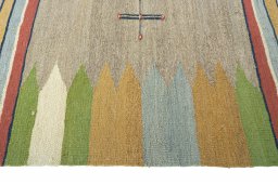 Close-up detail of New Modern Design rug from Iran / Persia showing Wool weave