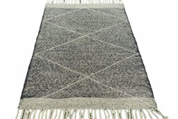 Close-up detail of New Modern Design rug from Iran / Persia showing Wool weave