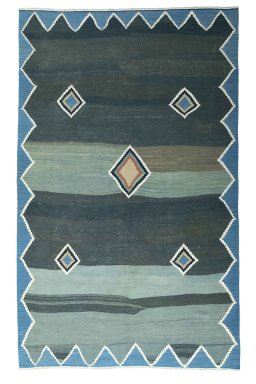 Full view of New Modern Design rug from Iran / Persia, 323 × 200 cm in Green tones