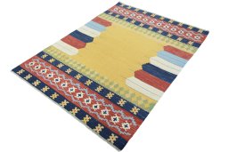 Corner detail of New Modern Design rug showing border pattern and Wool pile
