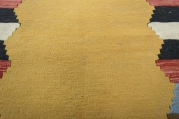 Backside of handmade New Modern Design rug showing knot structure and weave density