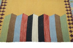 Close-up detail of New Modern Design rug from Iran / Persia showing Wool weave