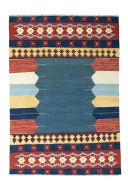 Full view of New Modern Design rug from Iran / Persia, 189 × 130 cm in Blue tones