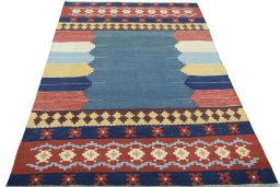 Close-up detail of New Modern Design rug from Iran / Persia showing Wool weave