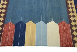 Close-up detail of New Modern Design rug from Iran / Persia showing Wool weave