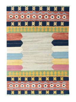 Full view of New Modern Design rug from Iran / Persia, 185 × 130 cm in Multi Color tones