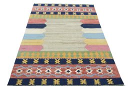 Close-up detail of New Modern Design rug from Iran / Persia showing Wool weave