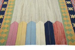 Close-up detail of New Modern Design rug from Iran / Persia showing Wool weave