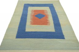 Close-up detail of New Modern Design rug from Iran / Persia showing Wool weave