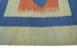 Close-up detail of New Modern Design rug from Iran / Persia showing Wool weave