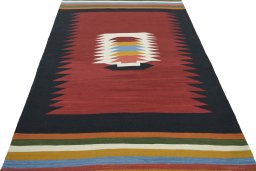 Close-up detail of New Modern Design rug from Iran / Persia showing Wool weave