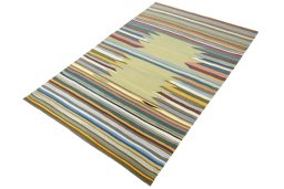 Corner detail of New Modern Design rug showing border pattern and Wool pile