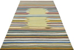 Close-up detail of New Modern Design rug from Iran / Persia showing Wool weave