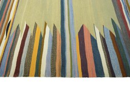 Close-up detail of New Modern Design rug from Iran / Persia showing Wool weave