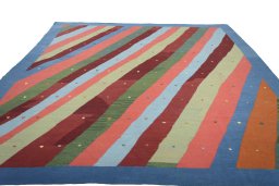 Close-up detail of New Modern Design rug from Iran / Persia showing Wool weave