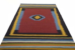 Close-up detail of New Modern Design rug from Iran / Persia showing Wool weave