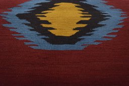 Backside of handmade New Modern Design rug showing knot structure and weave density
