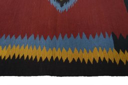 Close-up detail of New Modern Design rug from Iran / Persia showing Wool weave