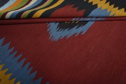 Full view of New Modern Design rug from Iran / Persia, 231 × 175 cm in Red tones
