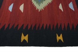 Close-up detail of New Modern Design rug from Iran / Persia showing Wool weave