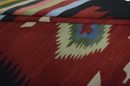 Full view of New Modern Design rug from Iran / Persia, 230 × 172 cm in Red tones