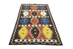 Close-up detail of New Modern Design rug from Iran / Persia showing Wool weave