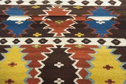 Close-up detail of New Modern Design rug from Iran / Persia showing Wool weave