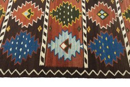 Close-up detail of New Modern Design rug from Iran / Persia showing Wool weave