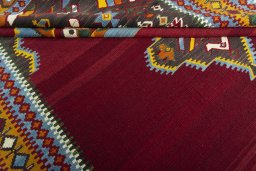 Corner detail of New Modern Design rug showing border pattern and Wool pile