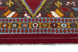 Close-up detail of New Modern Design rug from Iran / Persia showing Wool weave