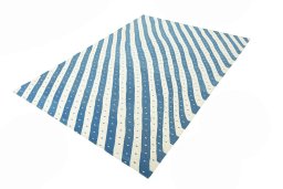 Corner detail of New Modern Design rug showing border pattern and Wool pile