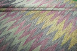 Full view of New Modern Design rug from Iran / Persia, 308 × 198 cm in Multi Color tones