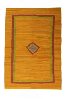 Full view of New Modern Design rug from Iran / Persia, 264 × 185 cm in Yellow tones