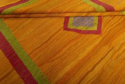 Full view of New Modern Design rug from Iran / Persia, 264 × 185 cm in Yellow tones